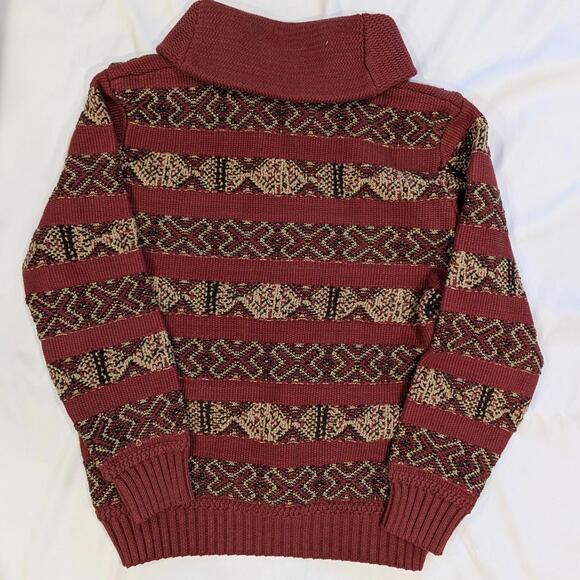Double RL RRL Shawl Collar Sweater Burgundy L Mens Cotton Southwestern Knit - Picture 3 of 7